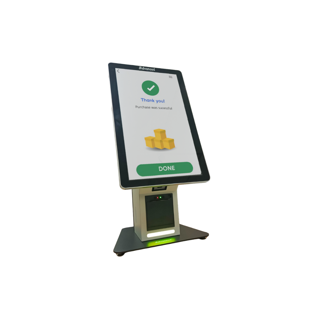 Kiosco de autoservicio APT-ASSC01 de Advanced para gestión de pedidos, optimización de pagos y eficiencia en tiendas
